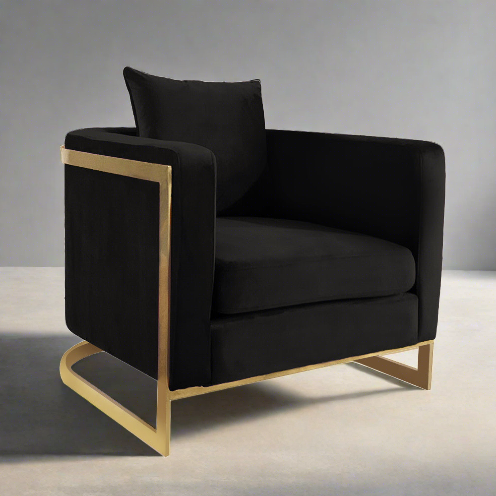 Bond Black Velvet Full Size Accent Chair