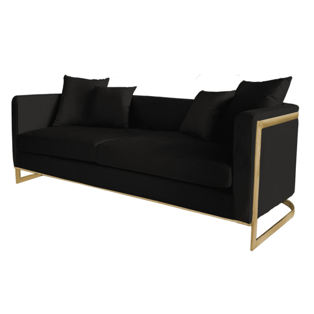 Bond Light Grey Velvet And Gold Sofa