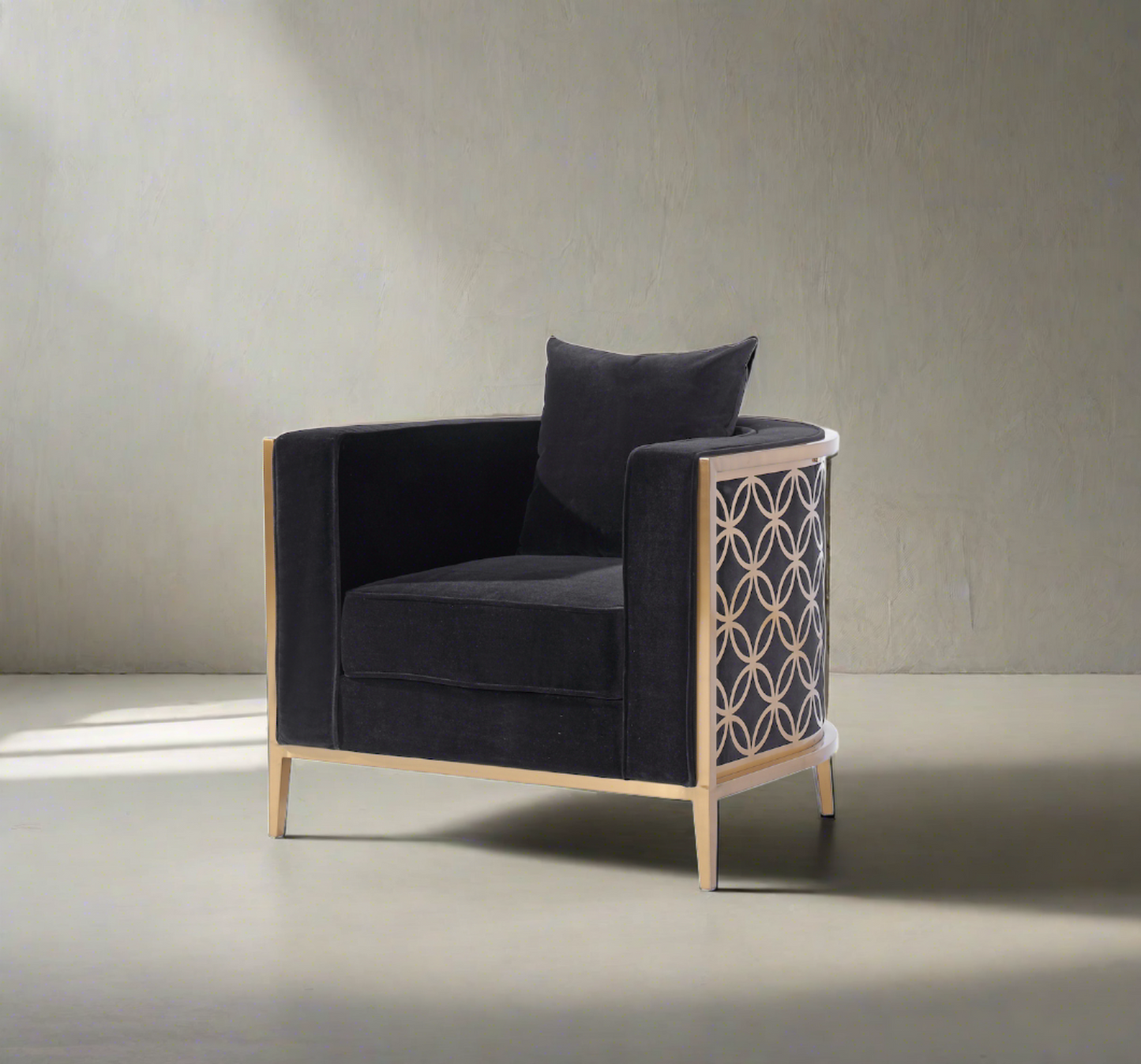 Veera Black Velvet Full Size Accent Chair