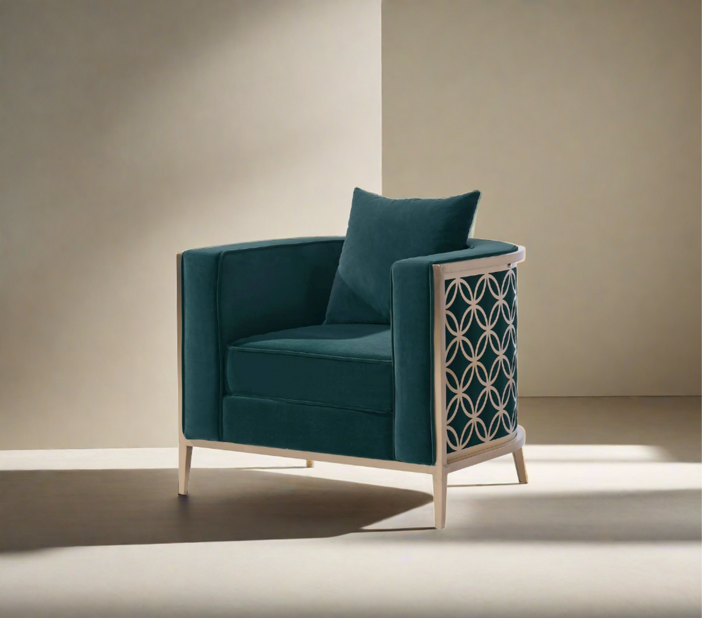 Veera Green Velvet Full Size Accent Chair