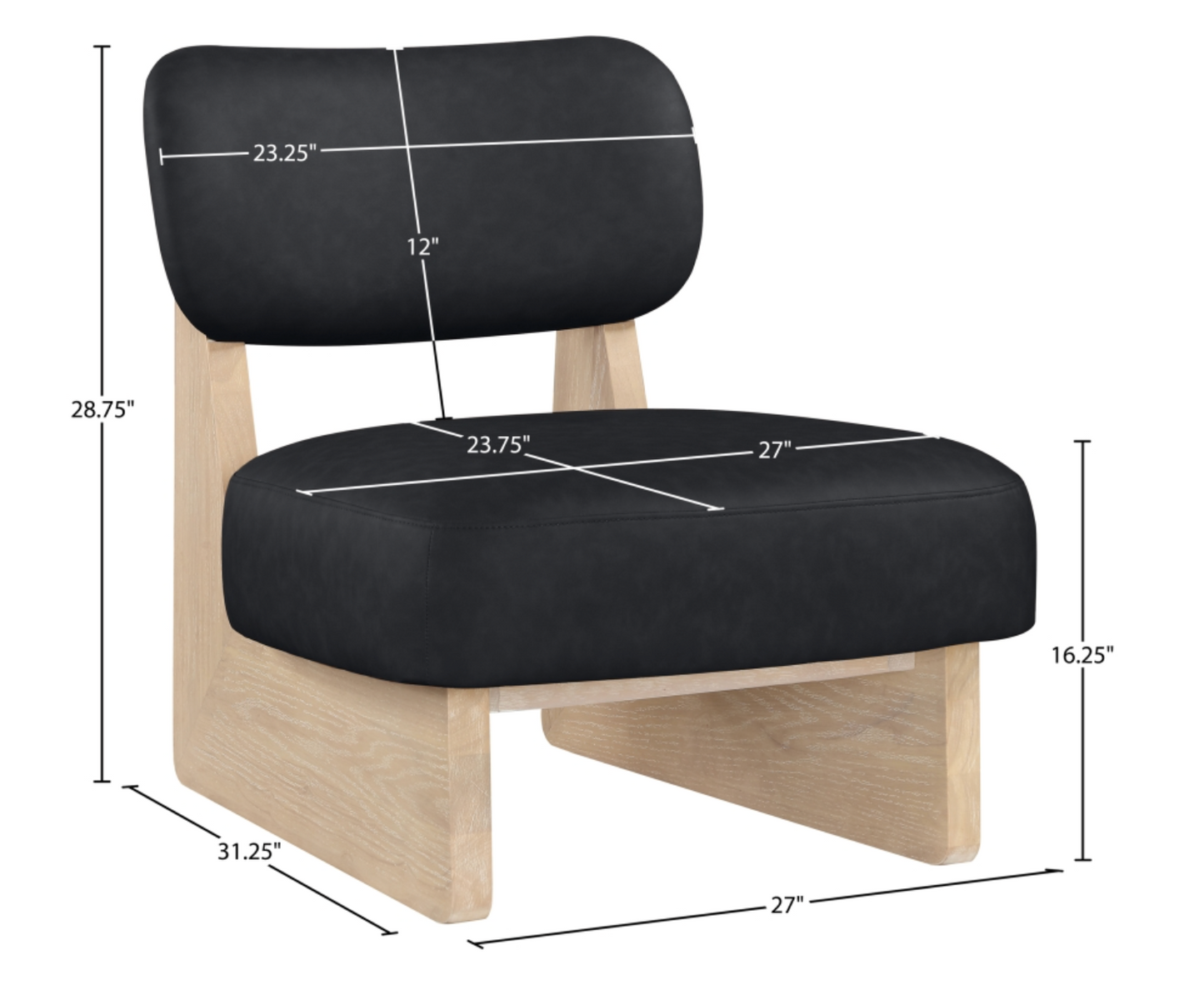 Vetra Black Vegan Leather Upholstered Chair