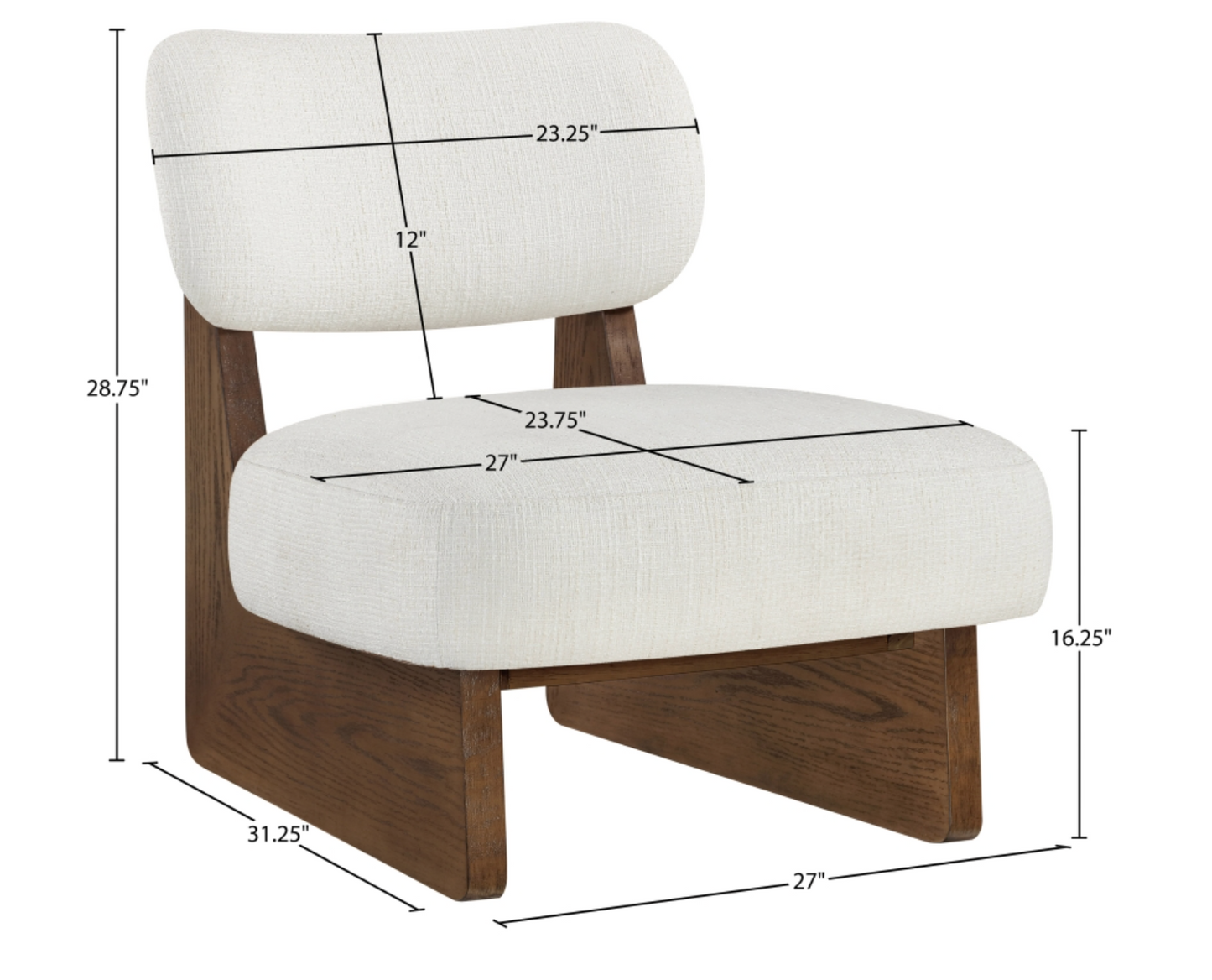 Vetra Cream Linen Textured Fabric Upholstered Chair