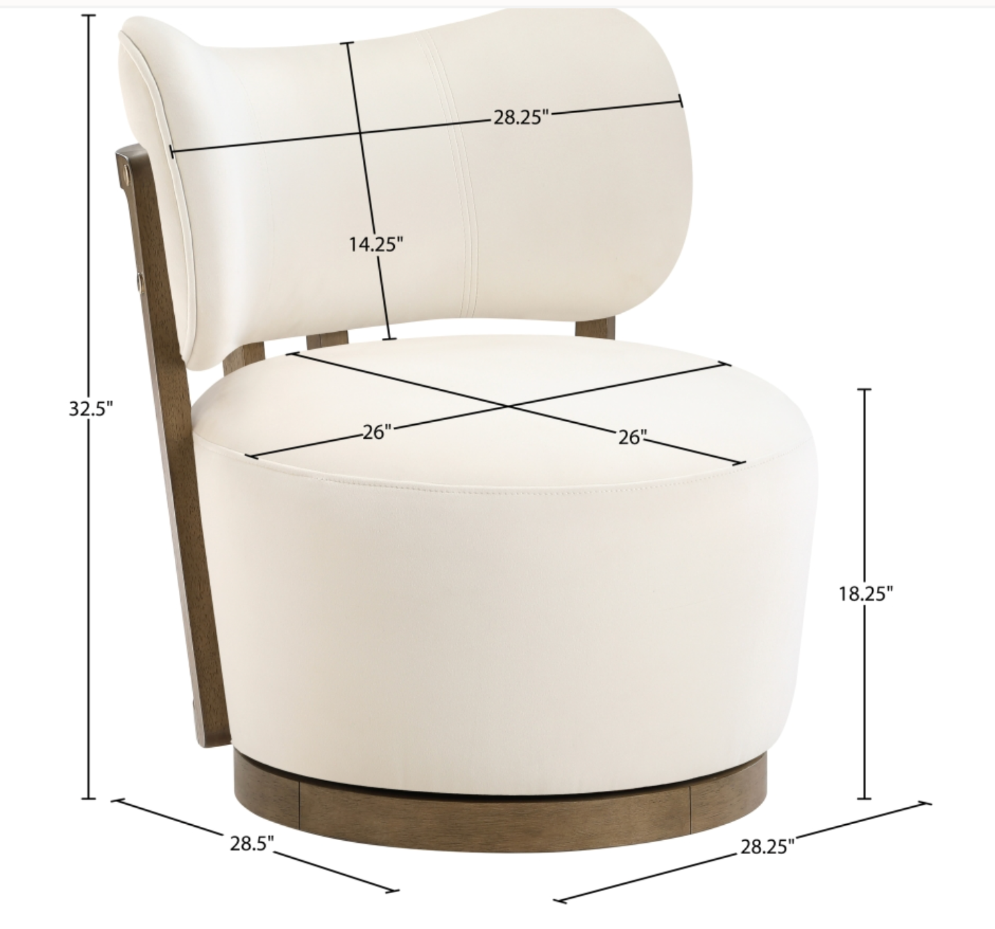 Elara Velvet Cream Upholstered Swivel Chair