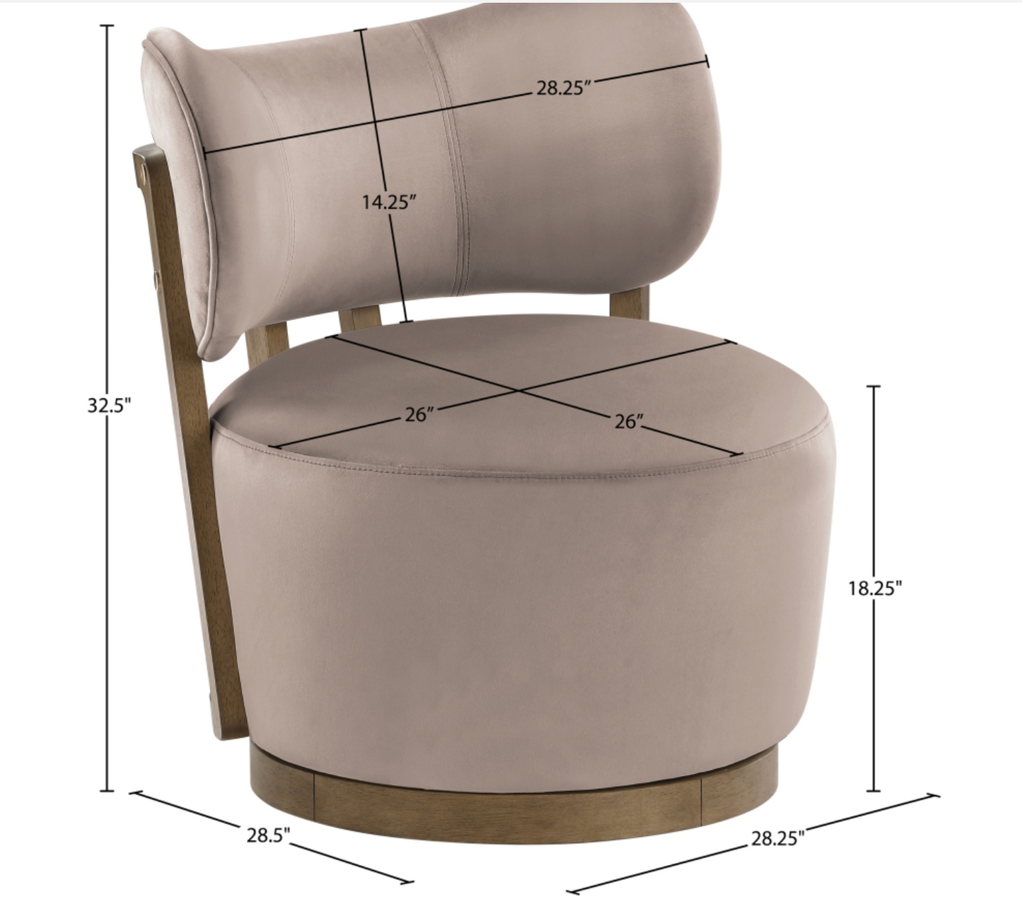 Elara Velvet Taupe Upholstered Swivel Chair