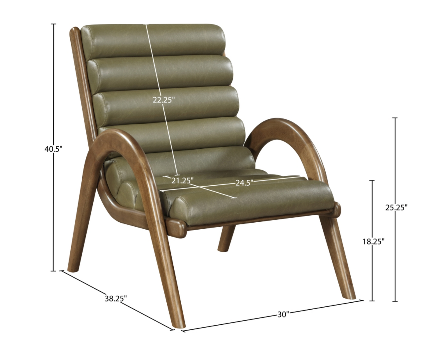 Randal Vegan Green Leather Upholstered Accent Chair