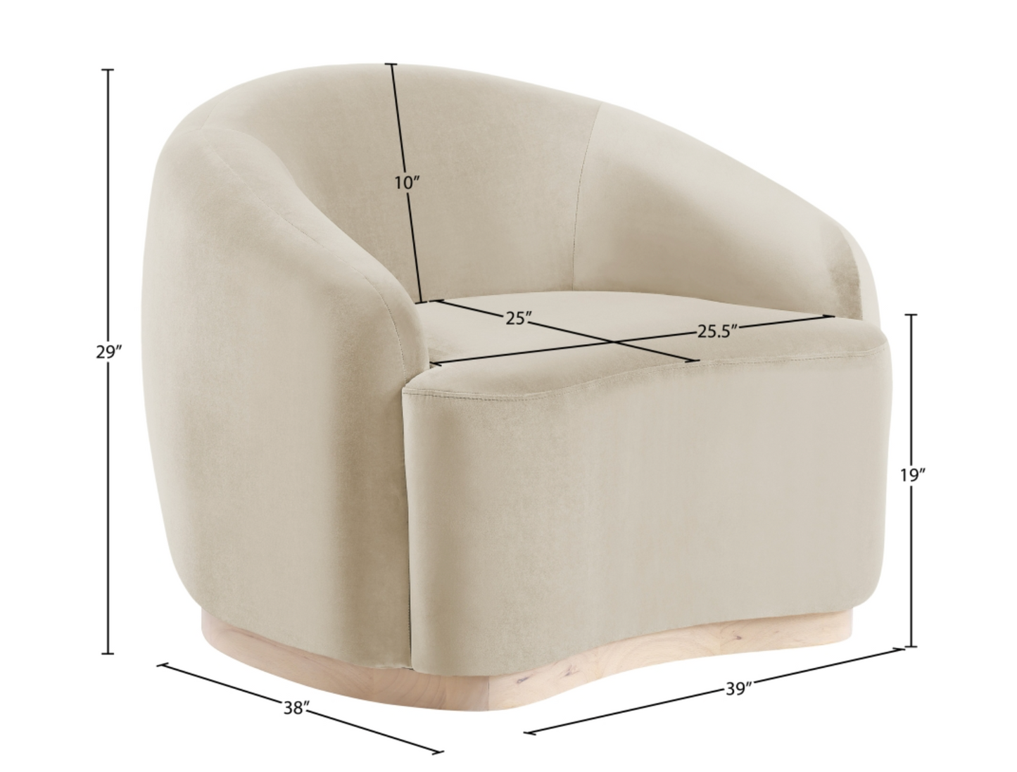 Gustavo Velvet Cream Upholstered Accent Chair