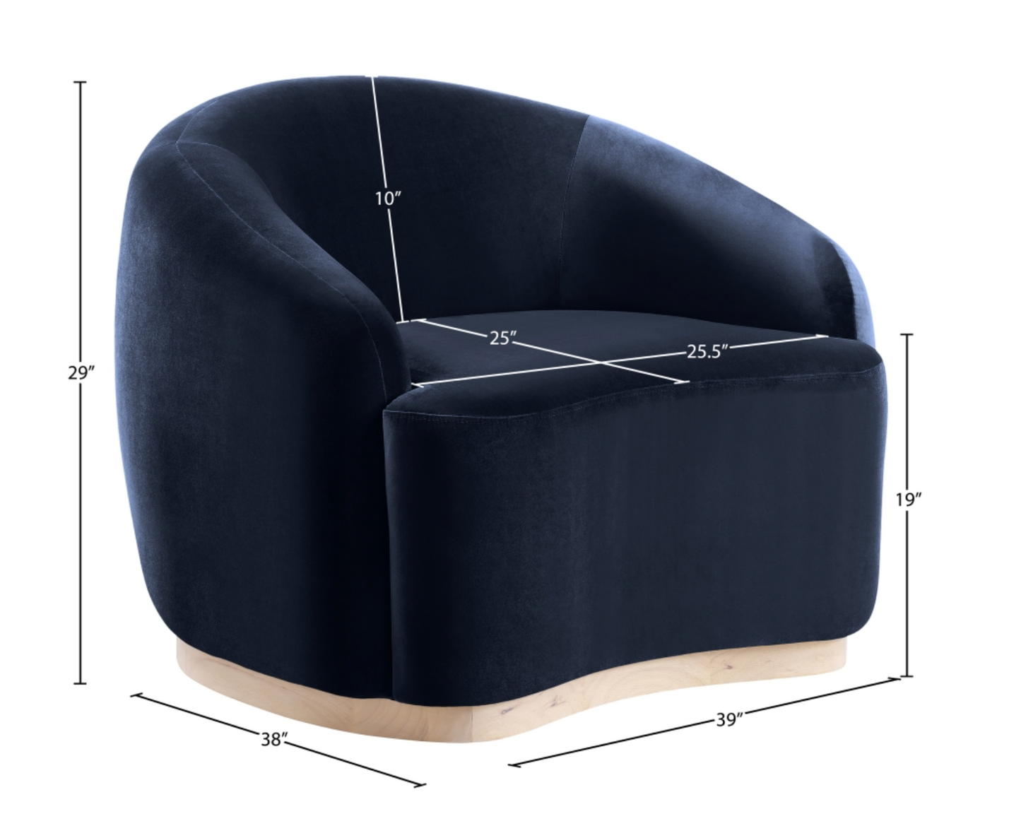 Gustavo Velvet Navy Upholstered Accent Chair