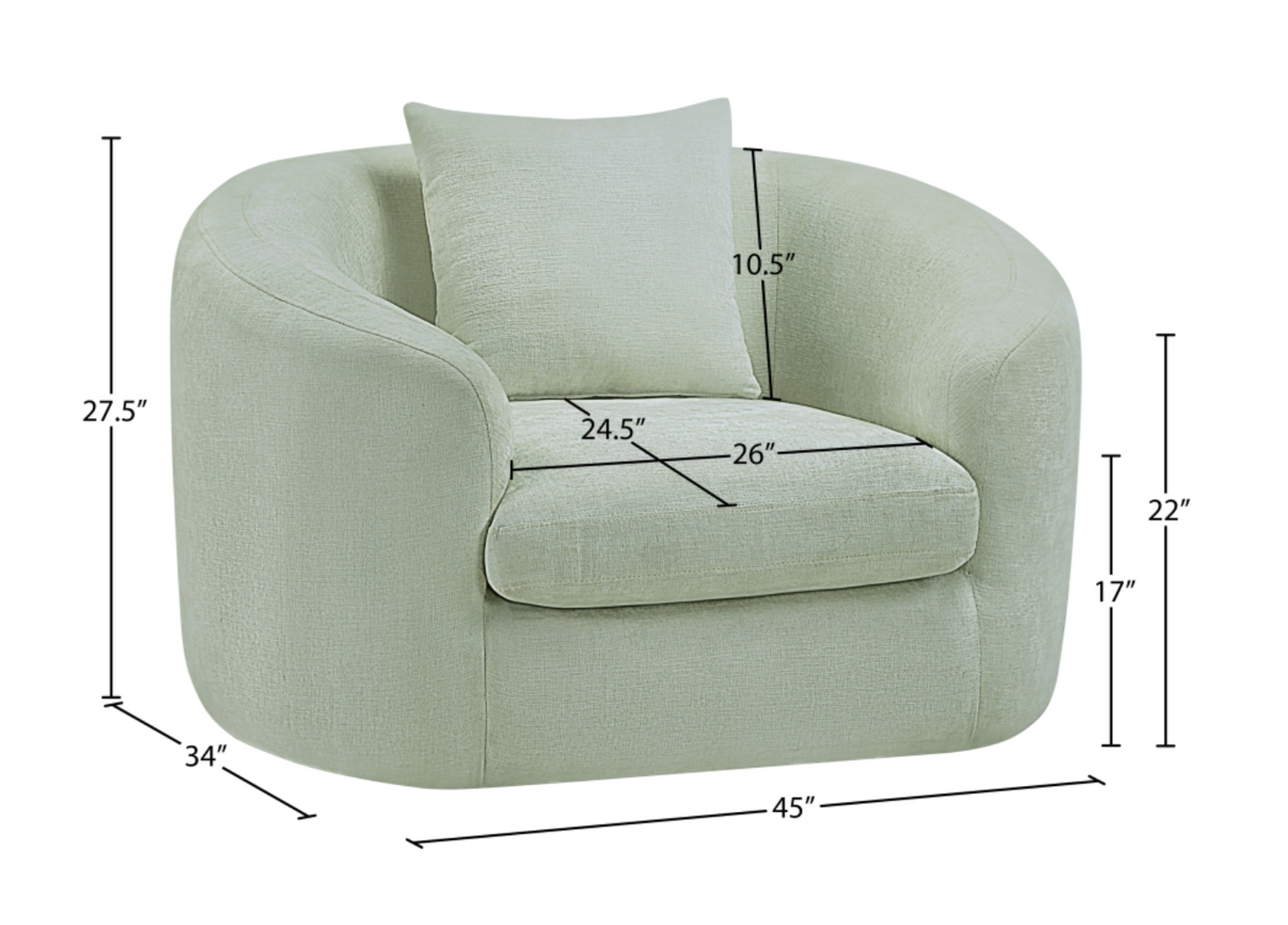 Penelope Chenille Mint Fabric Upholstered Accent Chair