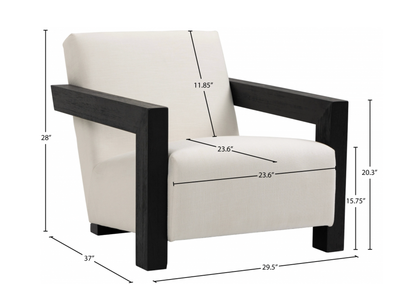 Ward Linen Textured Cream Fabric Upholstered Accent Chair