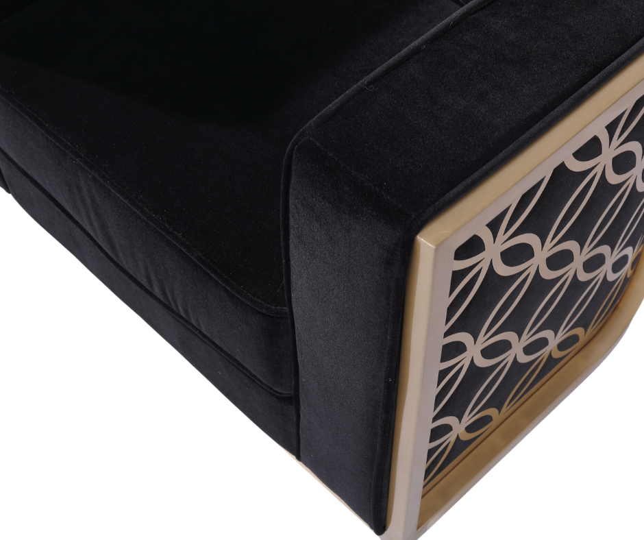 Veera Black Velvet Full Size Accent Chair