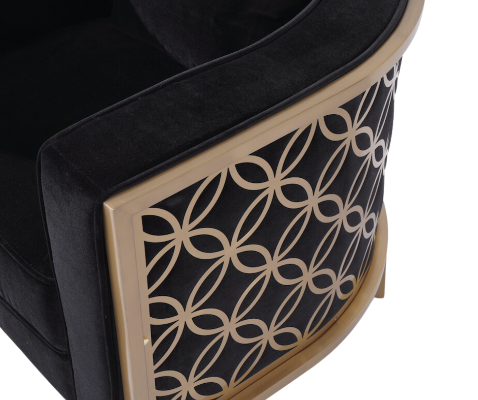 Veera Black Velvet Full Size Accent Chair