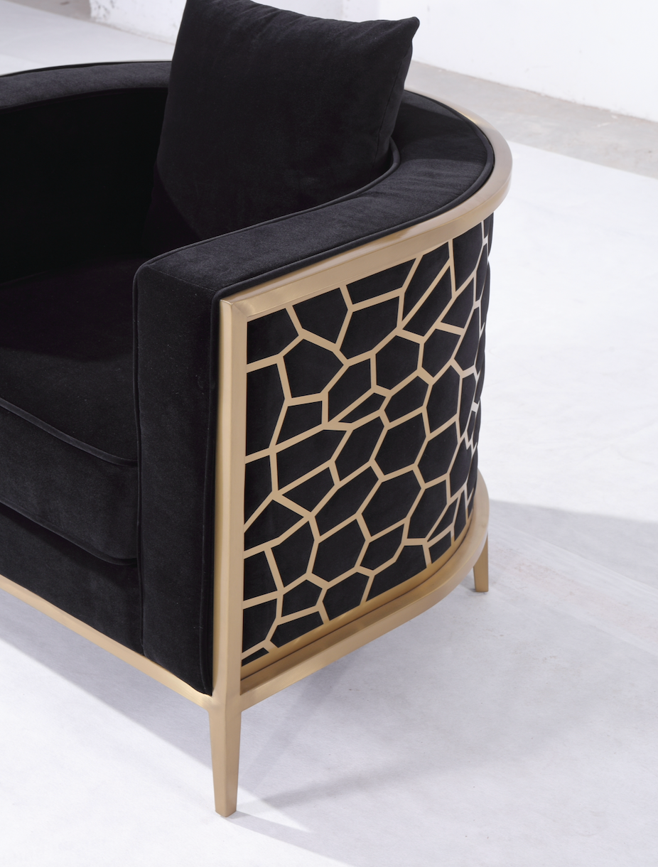 Genesis II Black Velvet Full Size Accent Chair