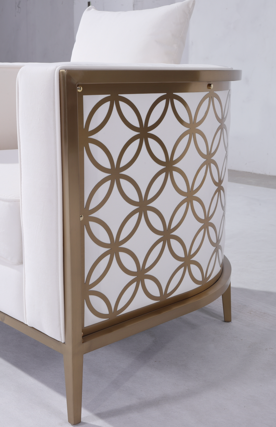 Veera White Velvet Full Size Accent Chair