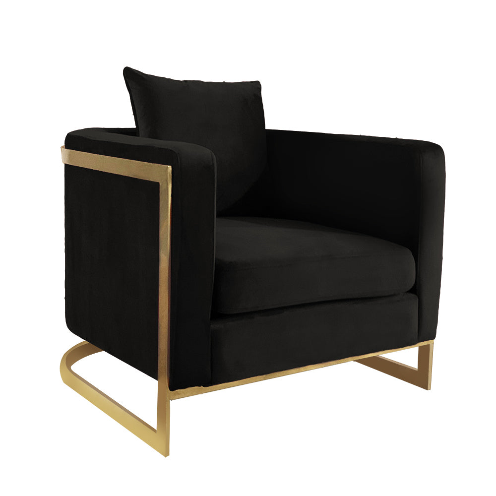 Bond Light Grey Velvet And Gold Full Size Accent Chair