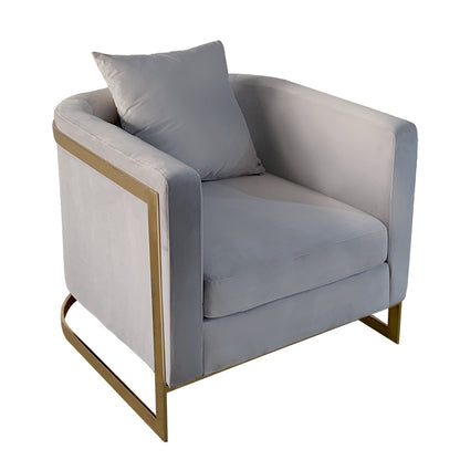 Bond Light Grey Velvet And Chrome Full Size Accent Chair