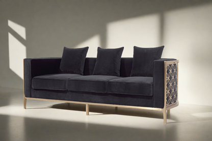 Veera Black Velvet Sofa
