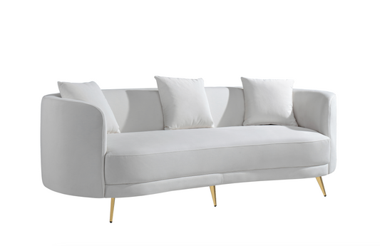 Ameena White Velvet 3 Seater Sofa