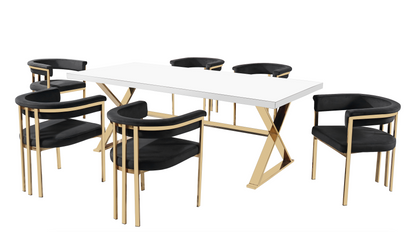 Naples White Lacquer Dining Table