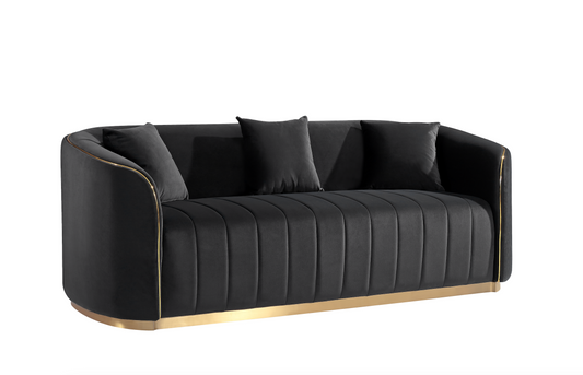 Aleeya Black Velvet 3 Seater Sofa