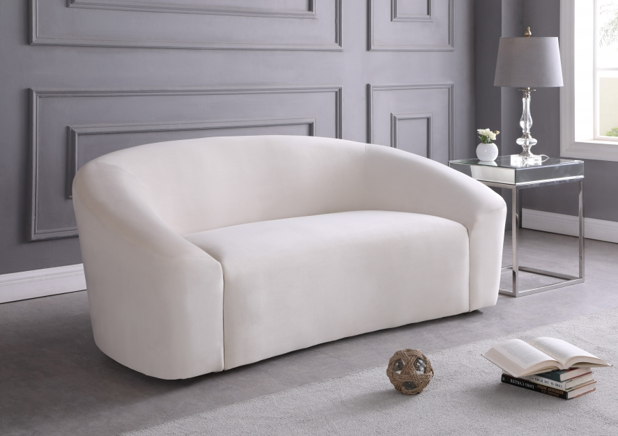 Riley 71" Cream Velvet Upholstered Loveseat
