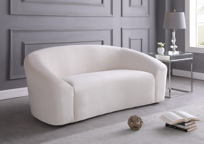 Riley 71" Cream Velvet Upholstered Loveseat