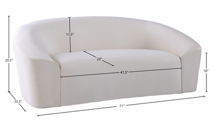 Riley 71" Cream Velvet Upholstered Loveseat
