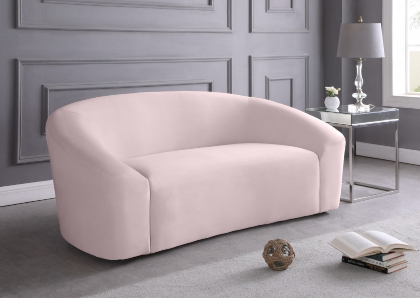 Riley 71" Pink Velvet Upholstered Loveseat