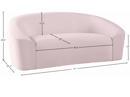 Riley 71" Pink Velvet Upholstered Loveseat