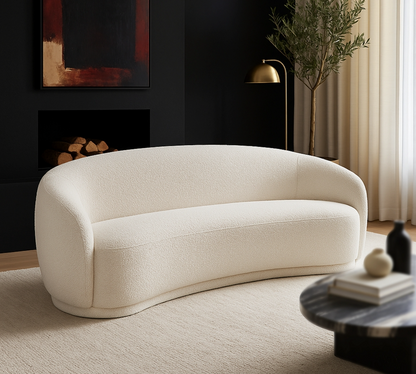 Hyde 89.5" Cream Boucle Fabric Upholstered Sofa