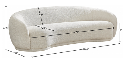 Hyde 89.5" Cream Boucle Fabric Upholstered Sofa