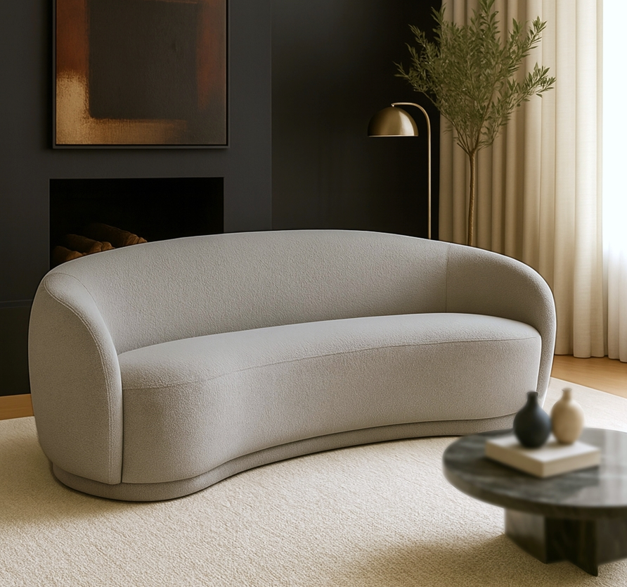 Hyde 89.5" Grey Boucle Fabric Upholstered Sofa