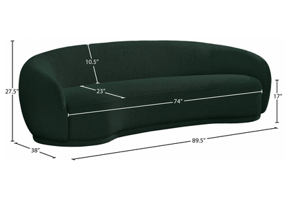 Hyde 89.5" Green Boucle Fabric Upholstered Sofa