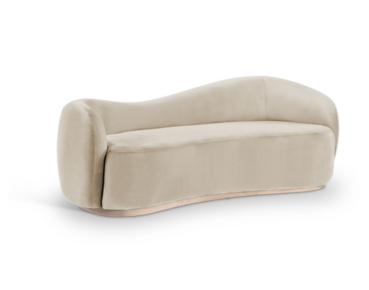 Gustavo 92.5" Cream Velvet Upholstered Sofa