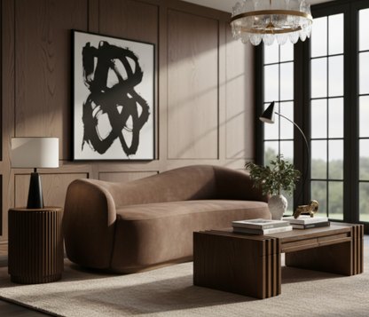 Gustavo 92.5" Brown Velvet Upholstered Sofa