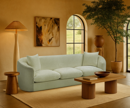 Penelope 92.5" Mint Chenille Fabric Upholstered Sofa