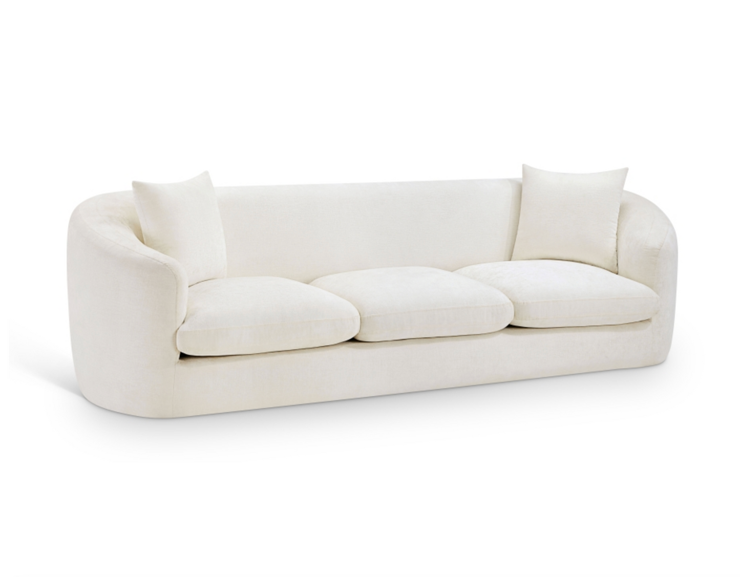 Penelope 92.5" Cream Chenille Fabric Upholstered Sofa