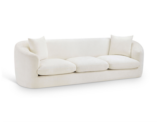 Penelope 92.5" Cream Chenille Fabric Upholstered Sofa