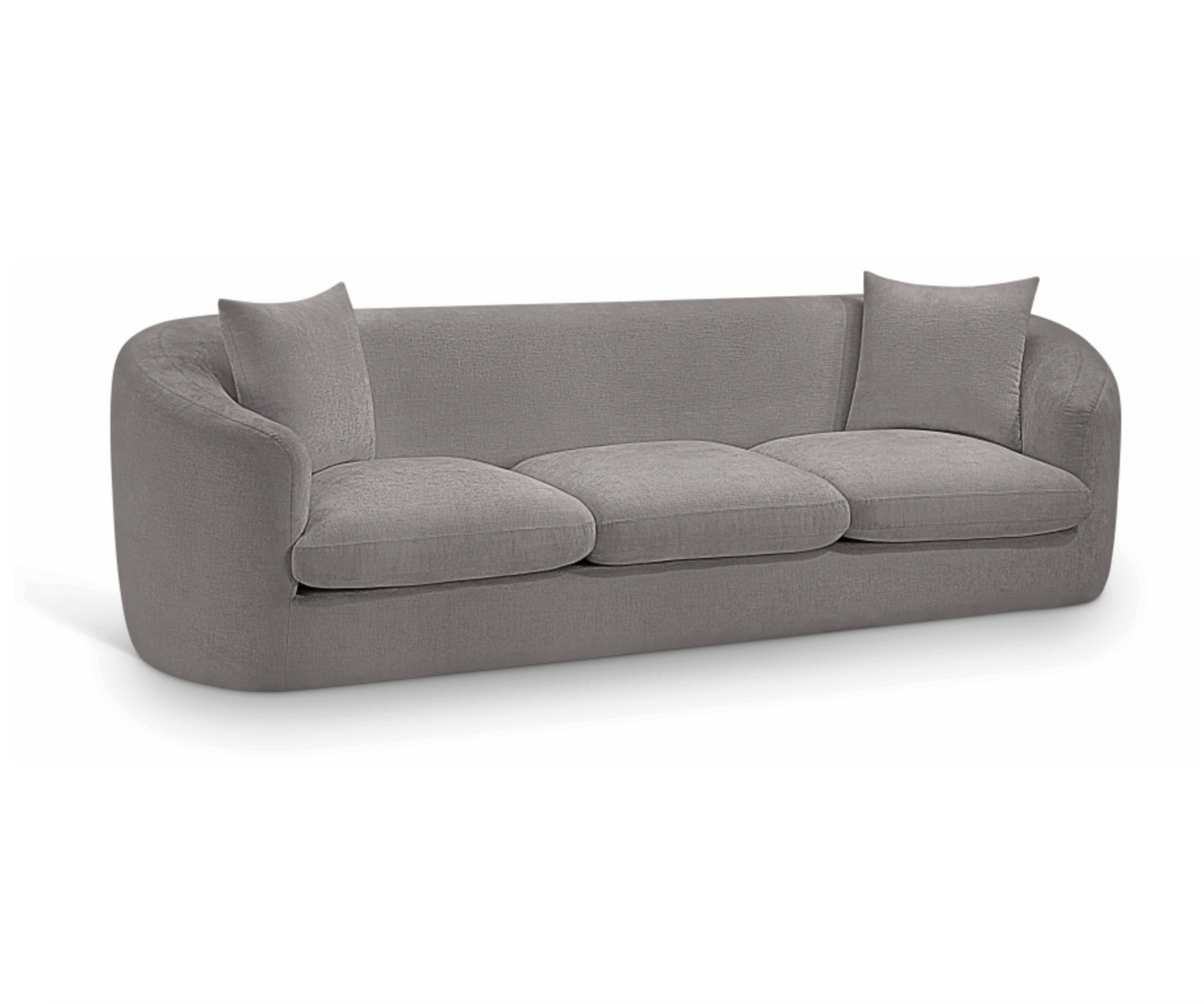 Penelope 92.5" Grey Chenille Fabric Upholstered Sofa