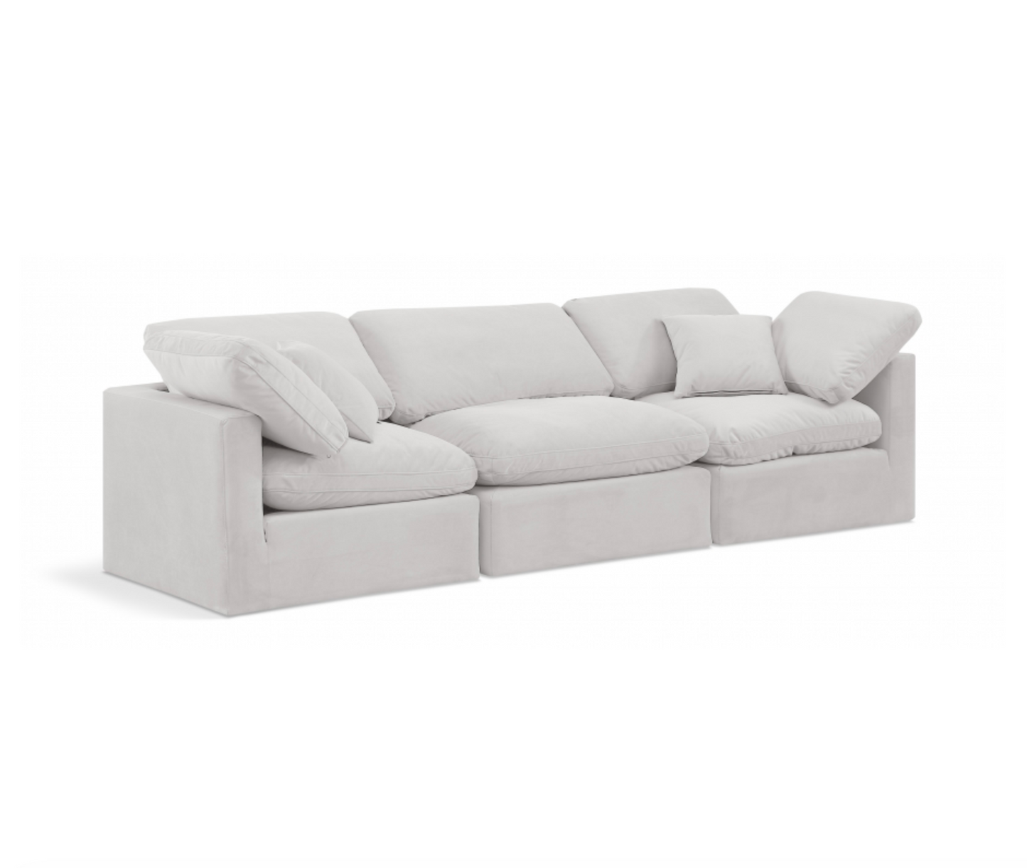 Indulge 105" Cream Velvet Upholstered 3pc. Modular Sofa