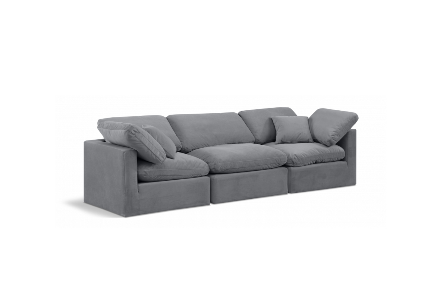Indulge 105" Grey Velvet Upholstered 3pc. Modular Sofa