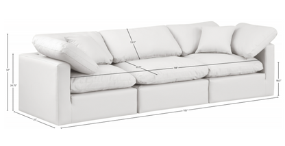Indulge 105" Cream Vegan Leather Upholstered 3pc. Modular Sofa