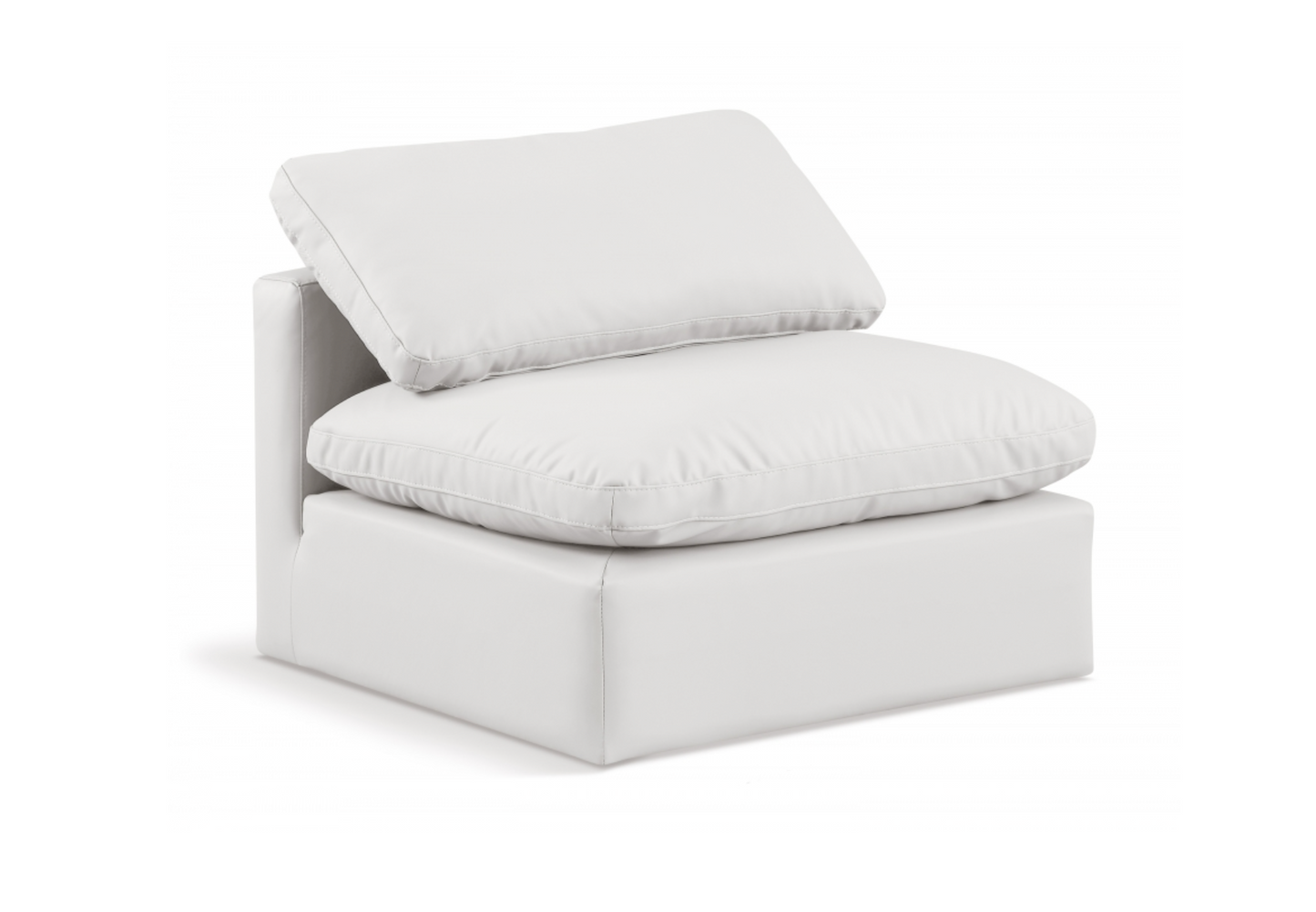 Indulge Vegan Leather Cream Upholstered Armless Modular Chair