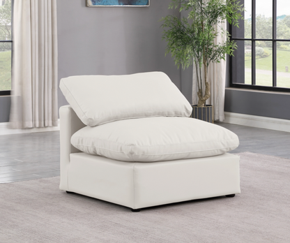 Indulge Vegan Leather Cream Upholstered Armless Modular Chair