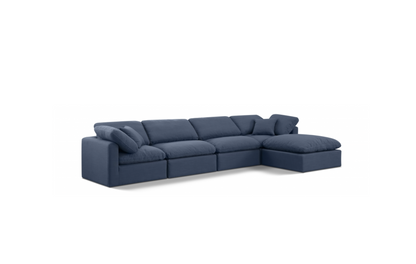 Indulge 140" Blue Linen Textured Fabric Upholstered 5pc. Modular Sectional