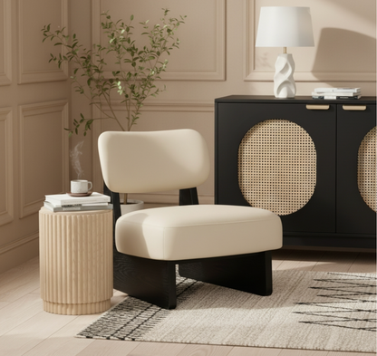 Vetra Beige Vegan Leather Upholstered Chair