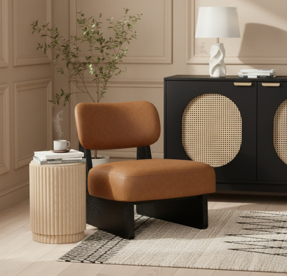 Vetra Cognac Vegan Leather Upholstered Chair
