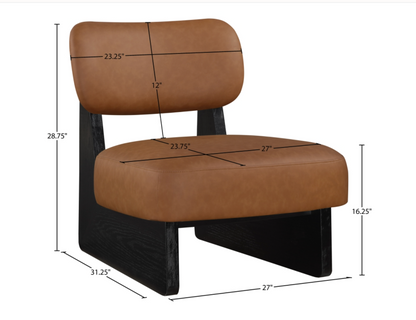 Vetra Cognac Vegan Leather Upholstered Chair