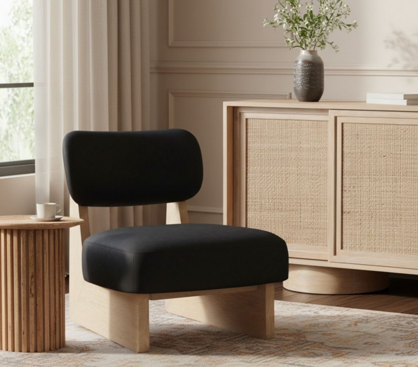 Vetra Black Vegan Leather Upholstered Chair