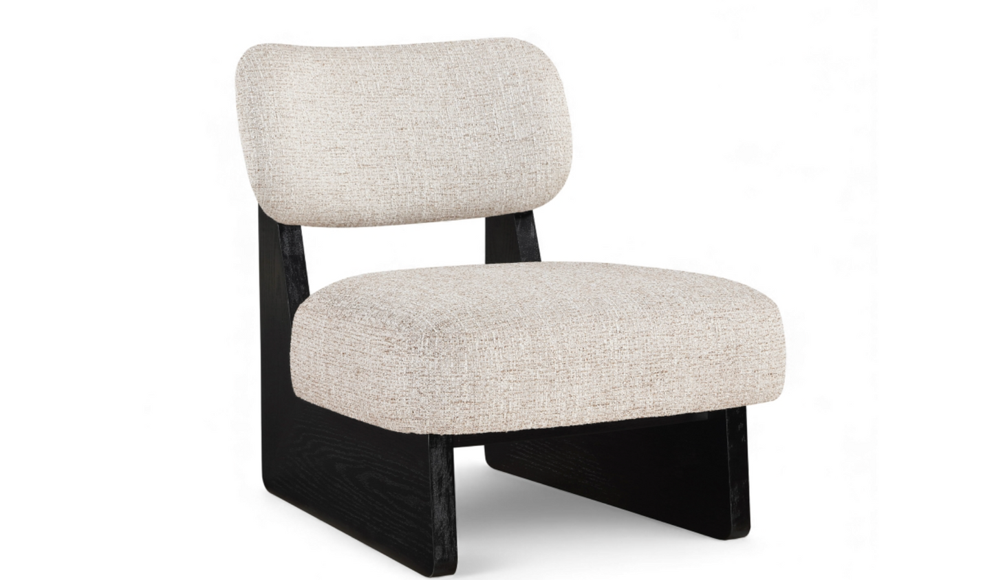 Vetra Linen Beige Textured Fabric Upholstered Chair