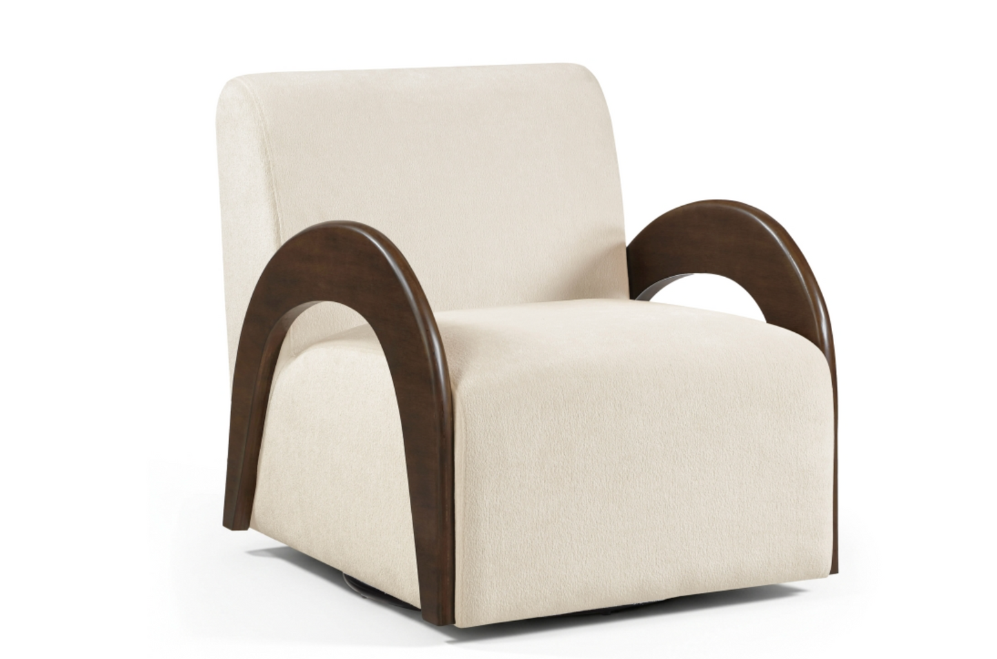 Neria Chenille Cream Fabric Upholstered Swivel Chair